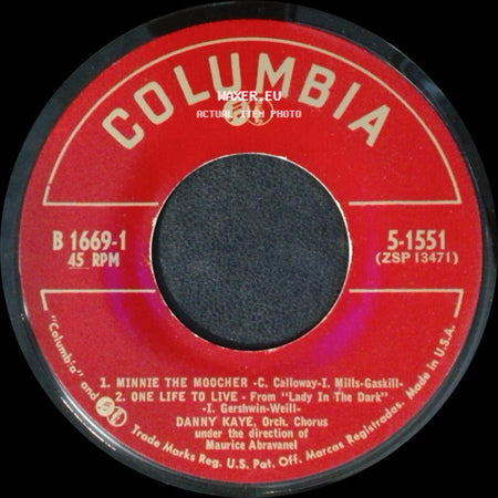 Danny Kaye / Danny Kaye, Orch. And Chorus - Minnie The Moocher / One Life To Live / Molly Malone / It's Never Too Late To Mendelssohn - From "Lady In The Dark" side A