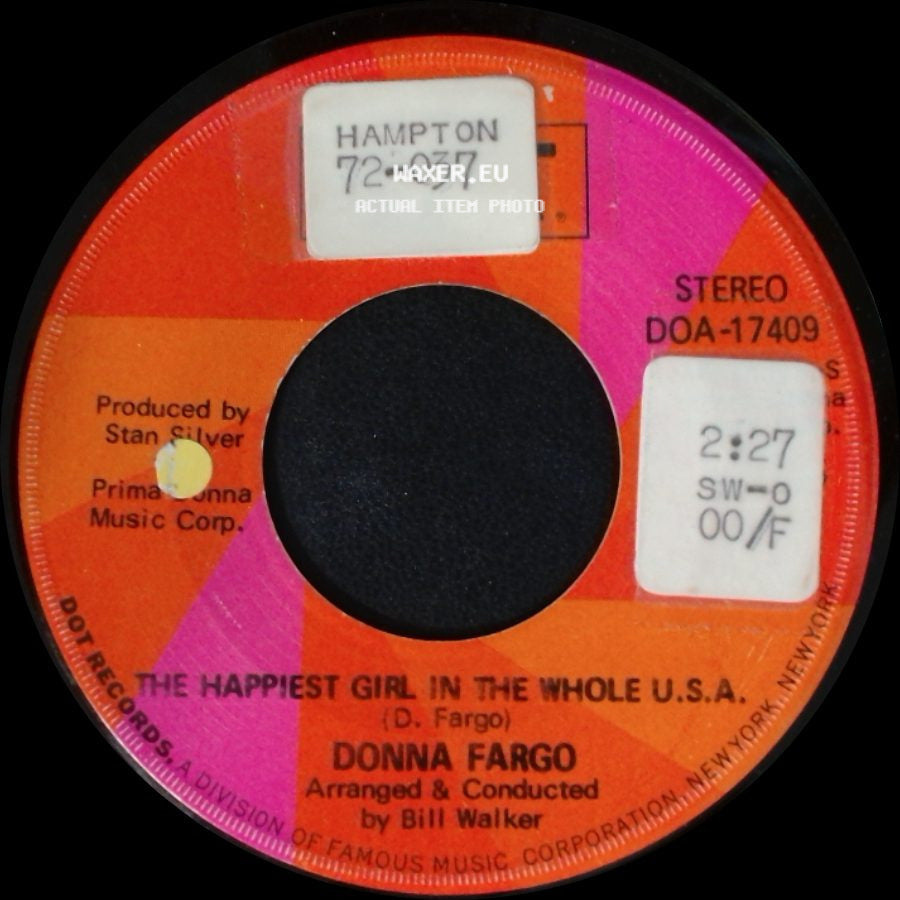 Donna Fargo - The Happiest Girl In The Whole U.S.A. / The Awareness Of Nothing side A
