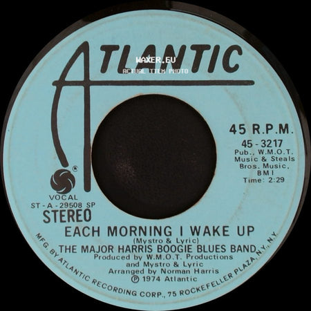 The Major Harris Boogie Blues Band - Each Morning I Wake Up / Each Morning I Wake Up side A