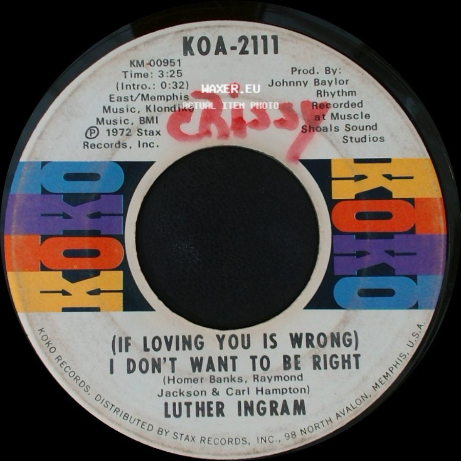 Luther Ingram - Puttin' Game Down / (If Loving You Is Wrong) I Don't Want To Be Right side B