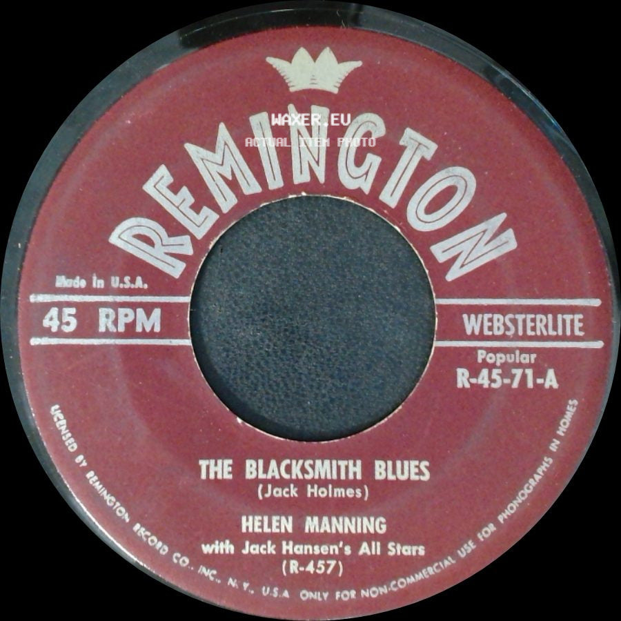 Helen Manning / Sabby Lewis And His Orchestra - The Blacksmith Blues / Edna side A