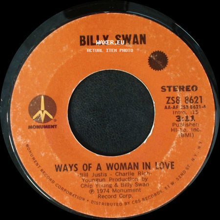 Billy Swan - I Can Help / Ways Of A Woman In Love side B