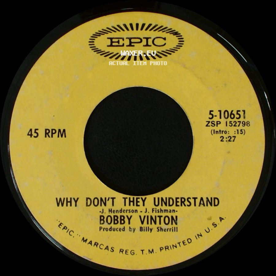 Bobby Vinton - Why Don't They Understand / Where Is Love? side A