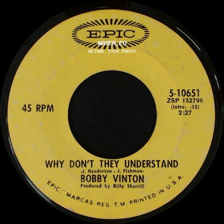 Bobby Vinton - Why Don't They Understand / Where Is Love? side A