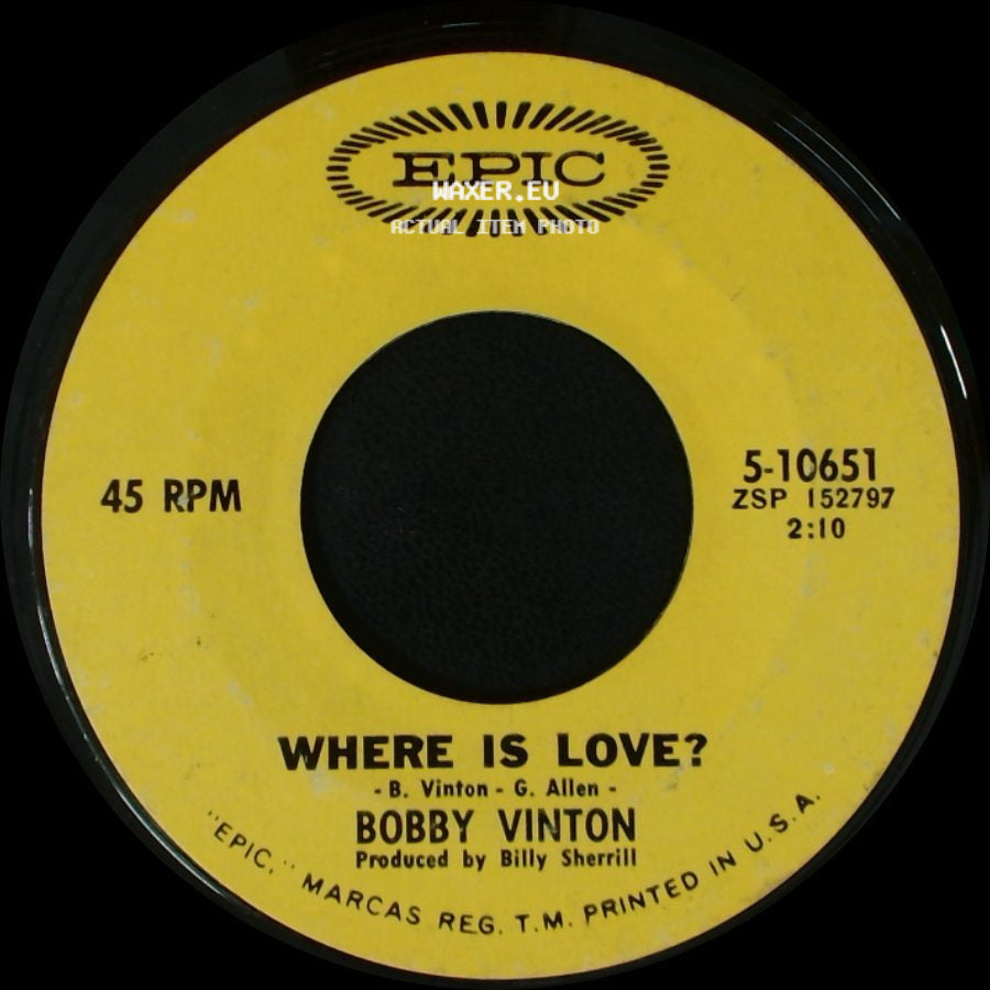 Bobby Vinton - Why Don't They Understand / Where Is Love? side B