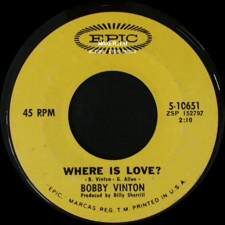Bobby Vinton - Why Don't They Understand / Where Is Love? side B