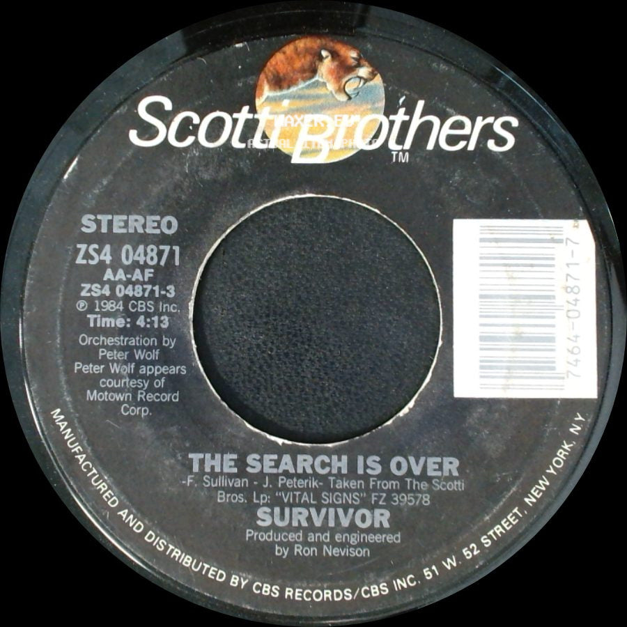 Survivor - The Search Is Over / It's The Singer Not The Song side A