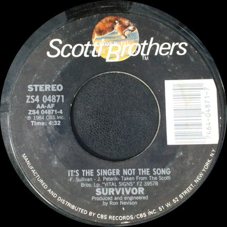 Survivor - The Search Is Over / It's The Singer Not The Song side B