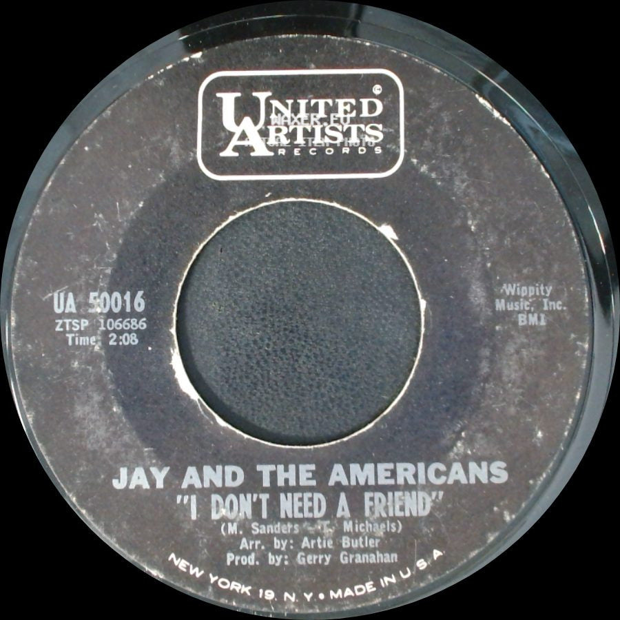 Jay And The Americans - Crying / I Don't Need A Friend side B