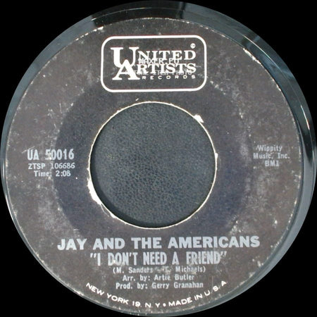 Jay And The Americans - Crying / I Don't Need A Friend side B