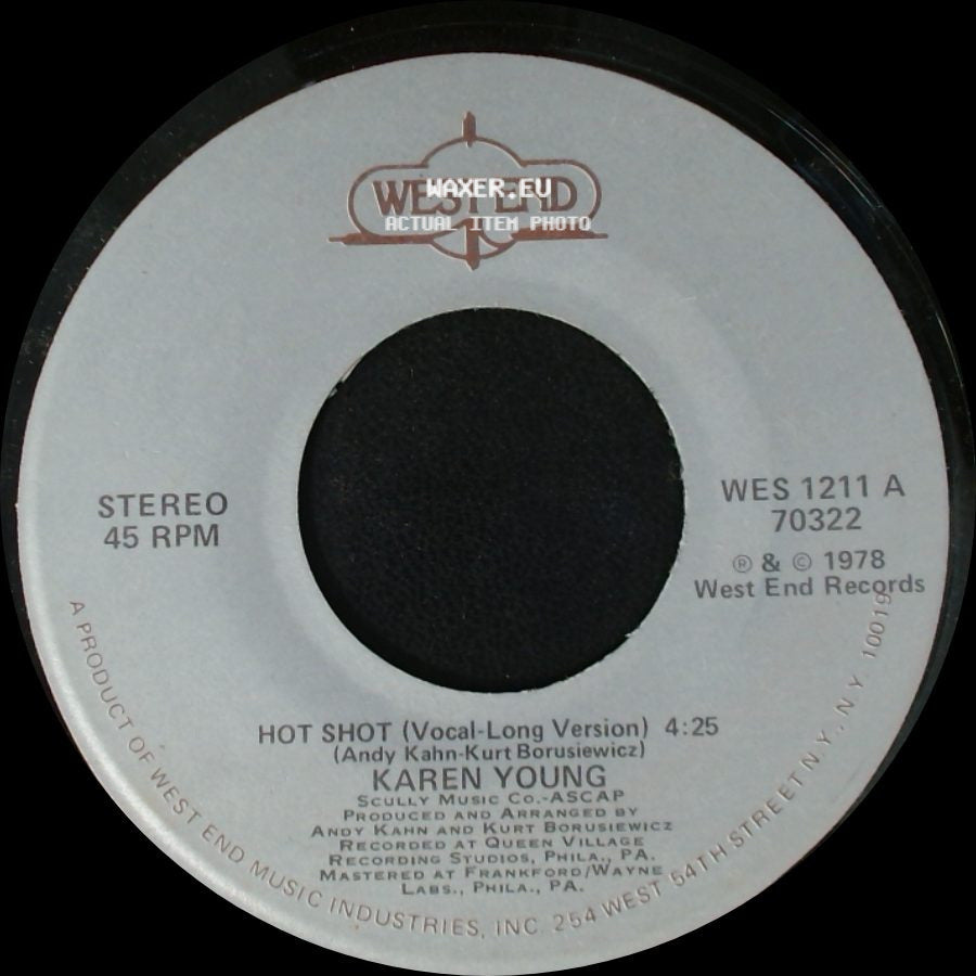 Karen Young - Hot Shot (Vocal-Long Version) / Hot Shot (Vocal-Short Version) side A