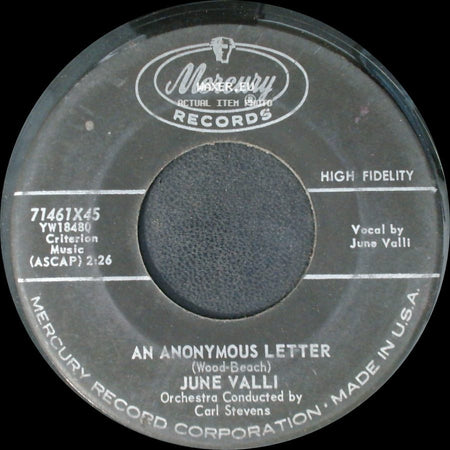 June Valli - Bygones / An Anonymous Letter side B