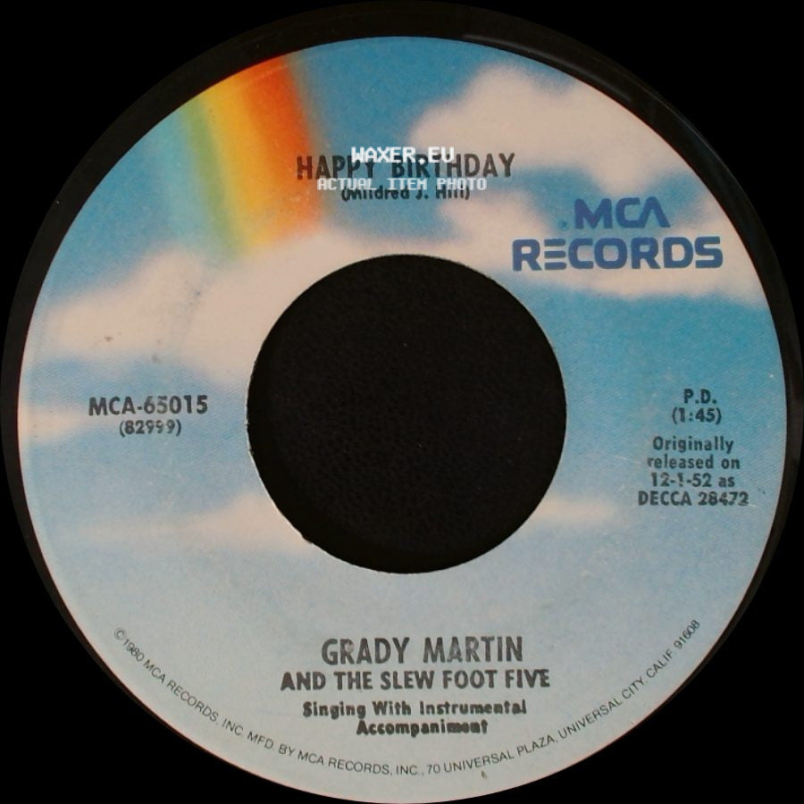 Grady Martin And The Slew Foot Five - Happy Birthday / Anniversary Song side A