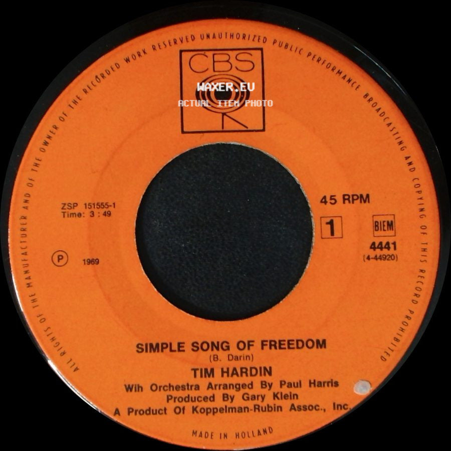 Tim Hardin - Question Of Birth / Simple Song Of Freedom side B