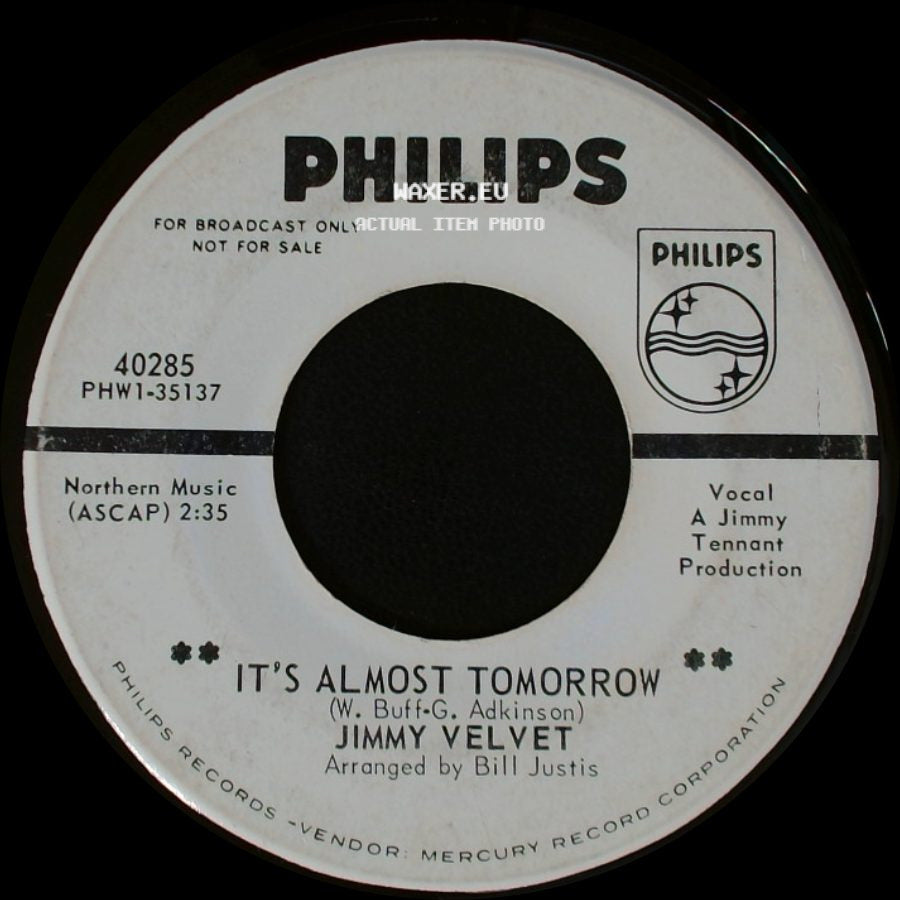 Jimmy Velvet - Blue Eyes (Don't Run Away) / It's Almost Tomorrow side B