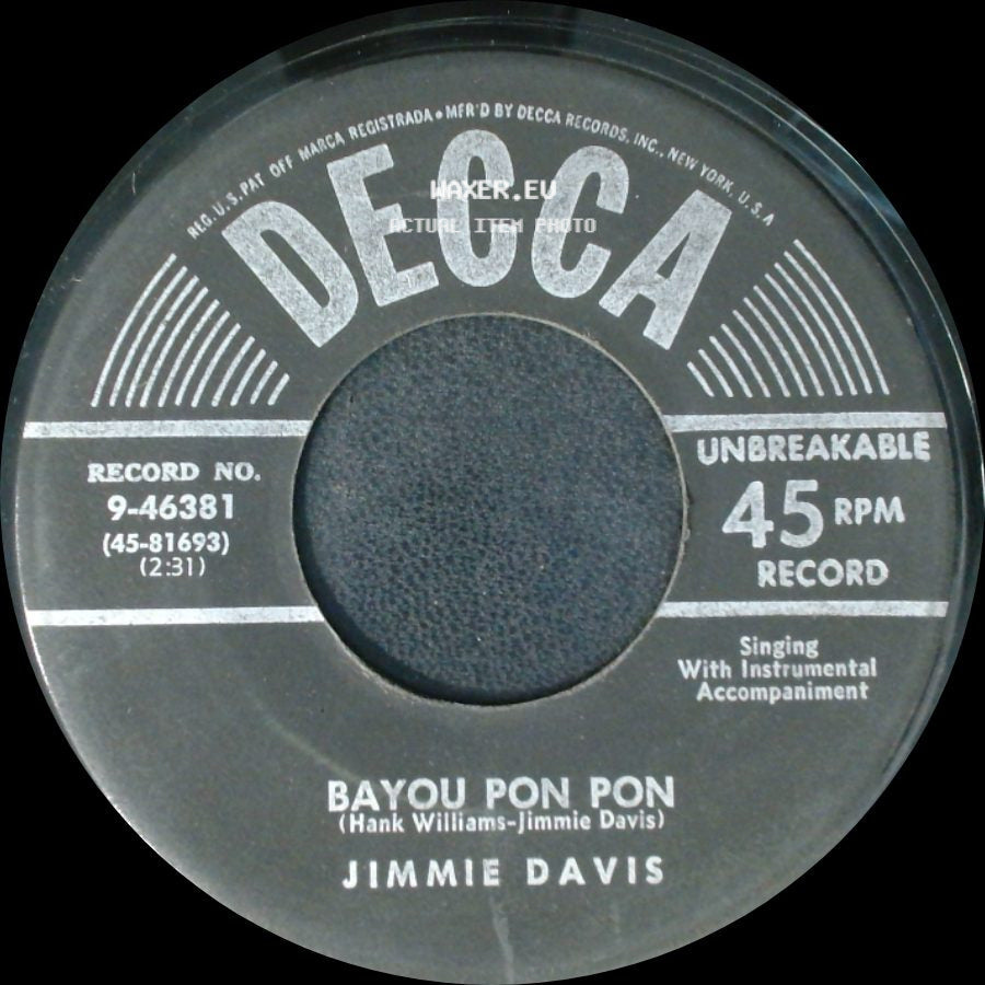 Jimmie Davis - Bayou Pon Pon / Fifteen Miles From Dallas side A