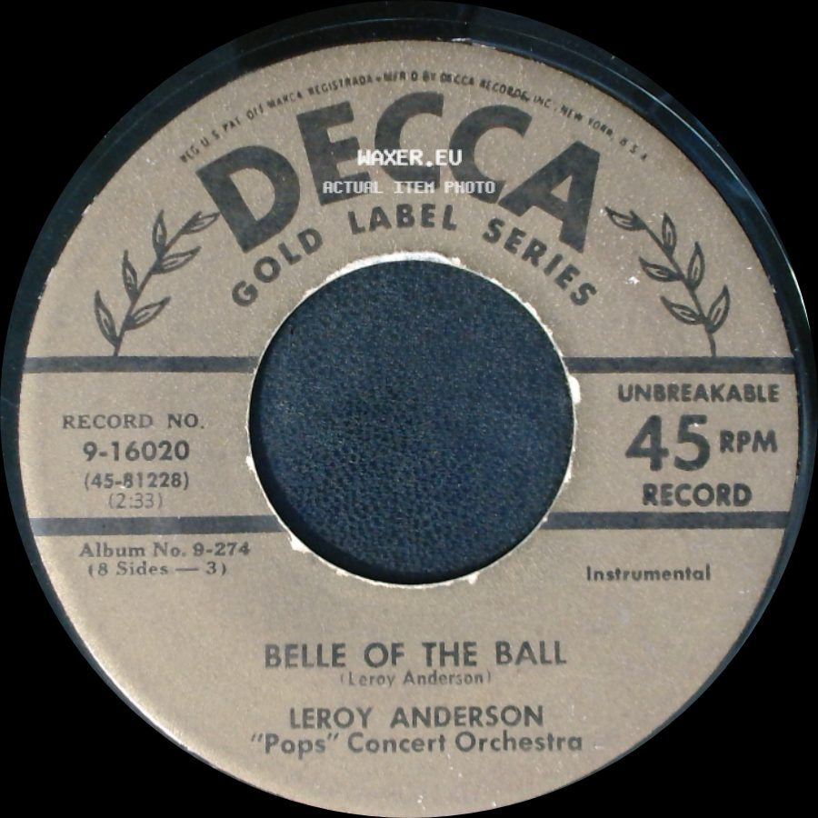 Leroy Anderson "Pops" Concert Orchestra - Blue Tango / Belle Of The Ball side B