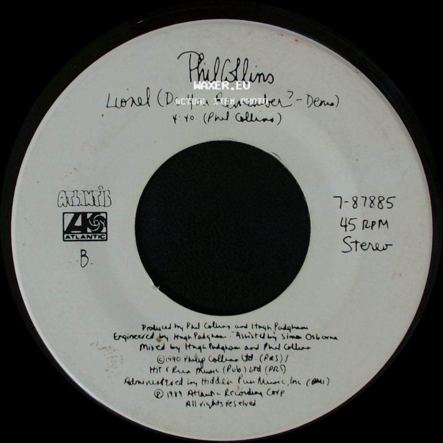 Phil Collins - Lionel (Do You Remember? - Demo) / Something Happened On The Way To Heaven side A