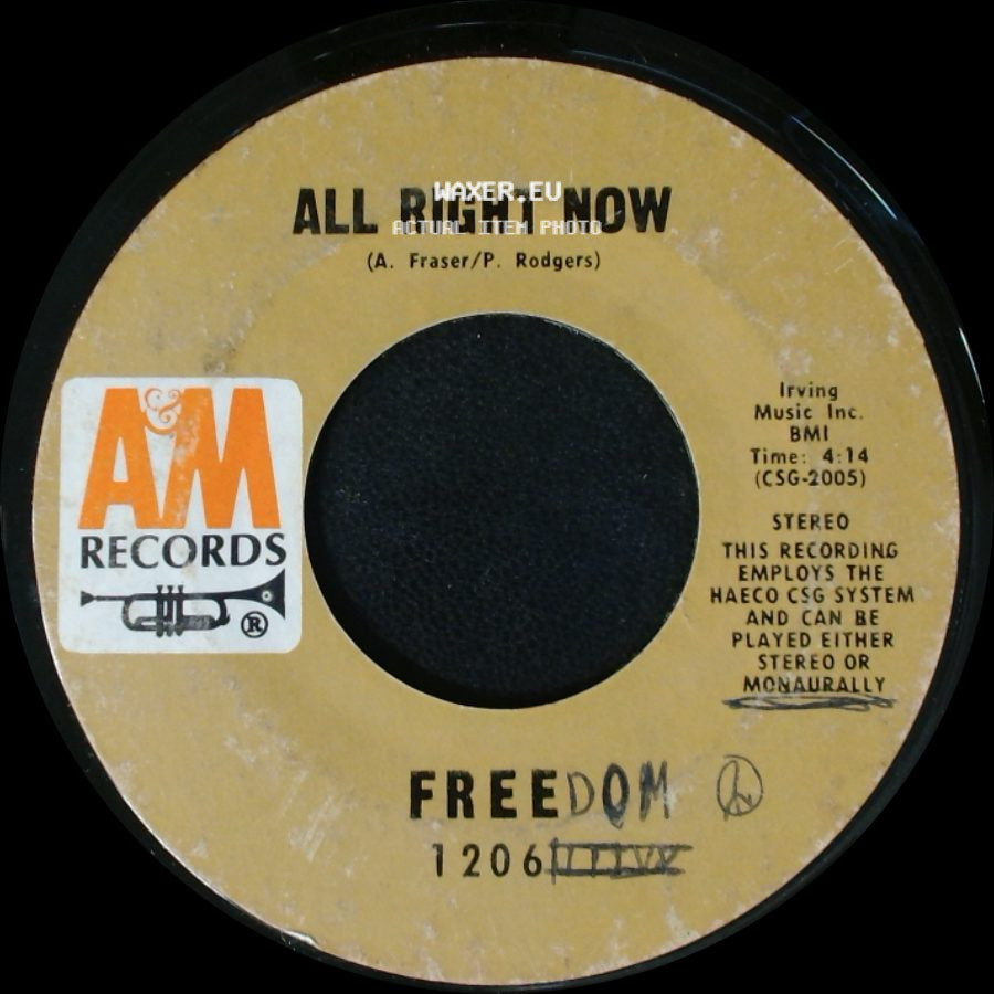 Free / Freedom - Mouthful Of Grass / All Right Now side B