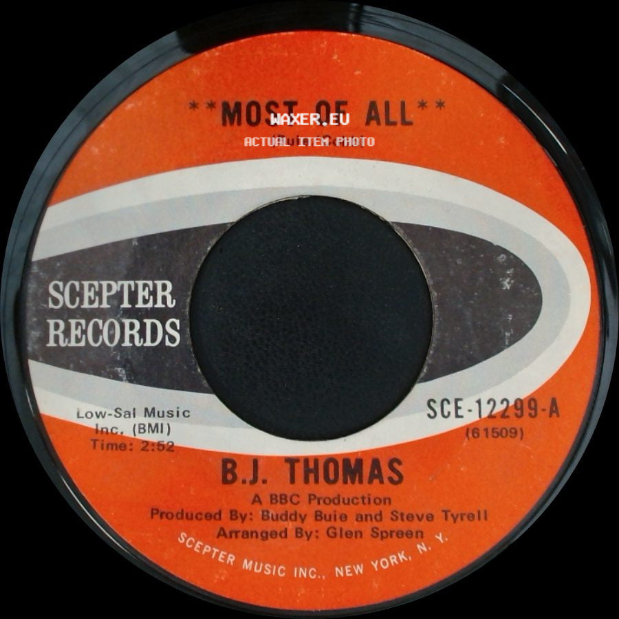 B.J. Thomas - The Mask / Most Of All side B