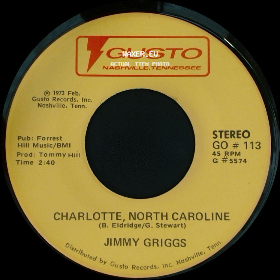 Jimmy Griggs - Lonely Blue Boy / Charlotte, North Caroline side B