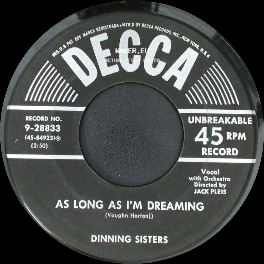Dinning Sisters - As Long As I'm Dreaming / Keep Your Promise, Willie Thomas side A