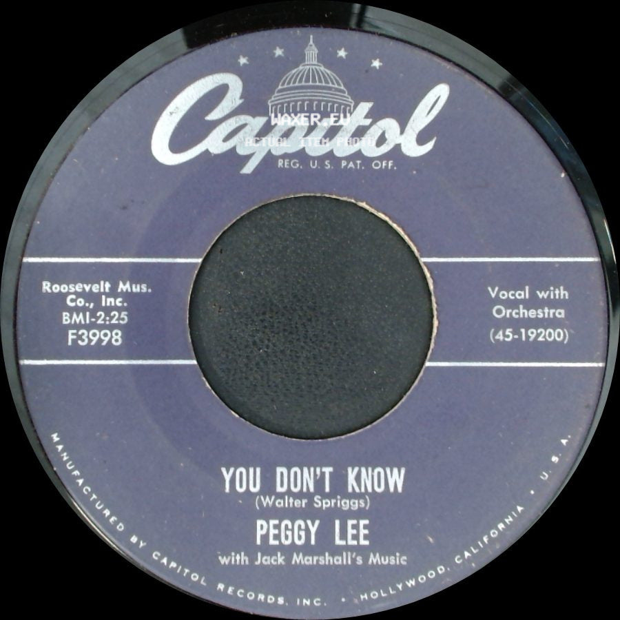Peggy Lee - You Don't Know / Fever side A