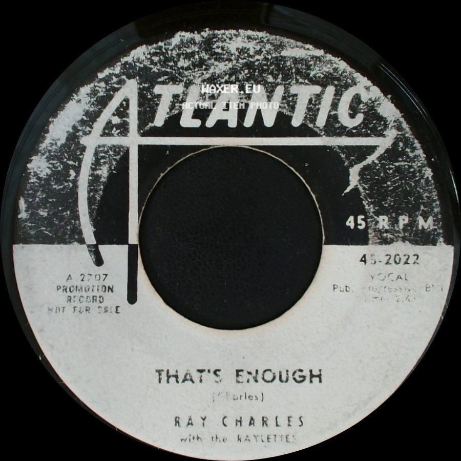 Ray Charles With The Raylettes - Tell Me How Do You Feel / That's Enough side B