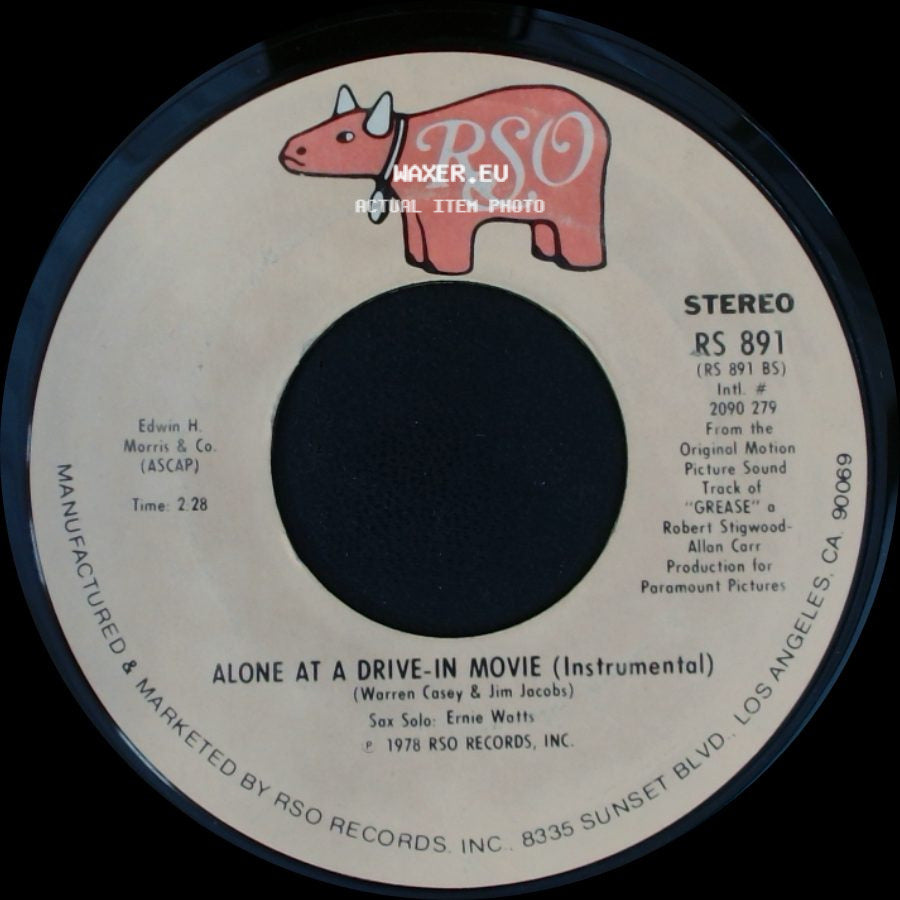John Travolta And Olivia Newton-John - Alone At A Drive-In Movie (Instrumental) / You're The One That I Want side A