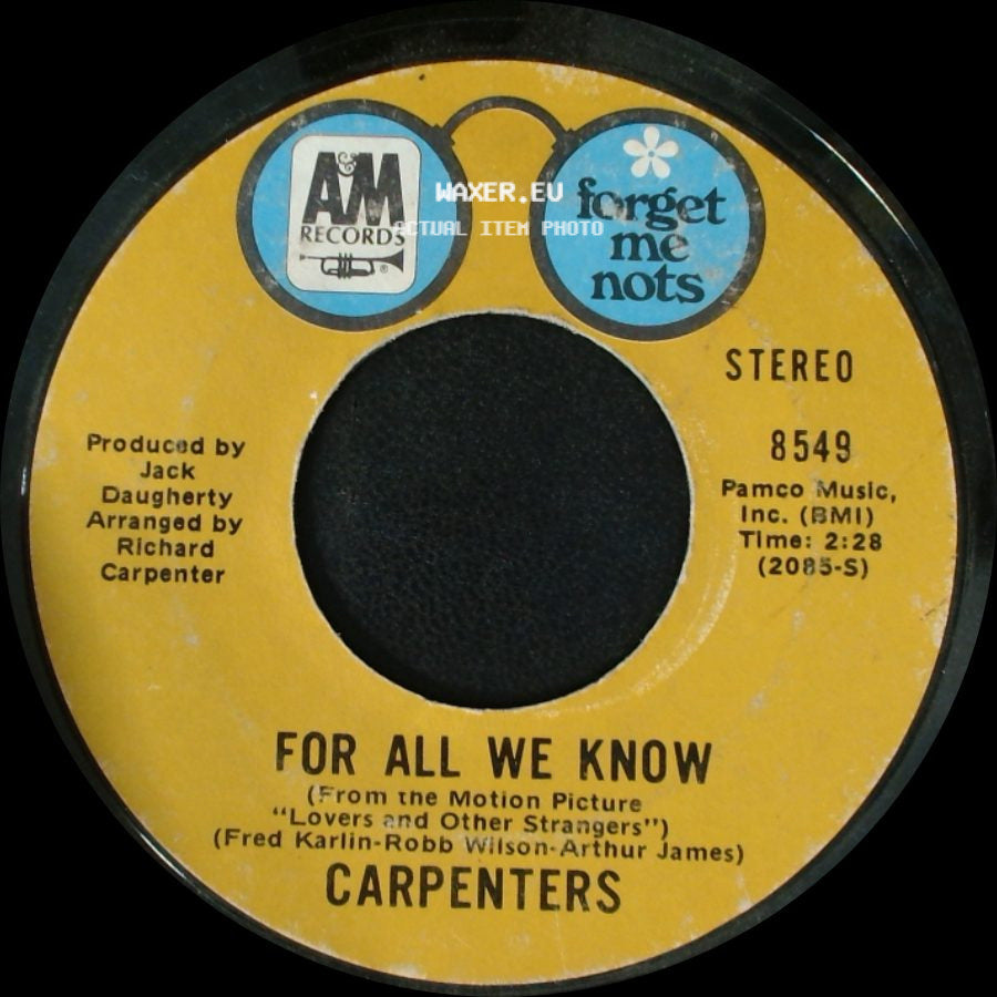 Carpenters - We've Only Just Begun / For All We Know side B