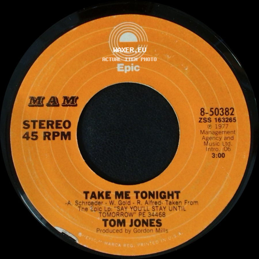 Tom Jones - Take Me Tonight / I Hope You'll Understand side A