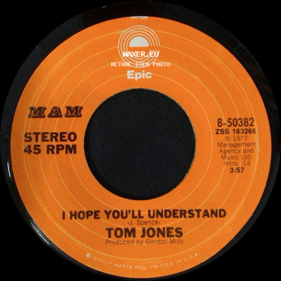 Tom Jones - Take Me Tonight / I Hope You'll Understand side B