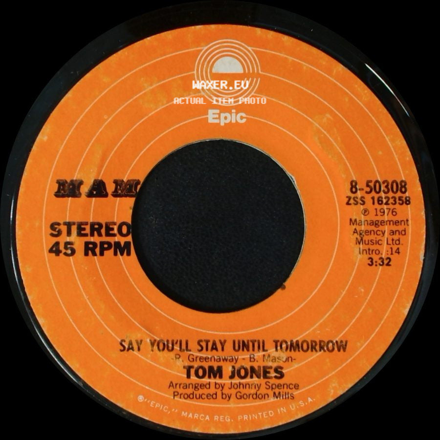 Tom Jones - Lady Lay / Say You'll Stay Until Tomorrow side B