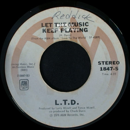 L.T.D. - Love Ballad / Let The Music Keep Playing side B