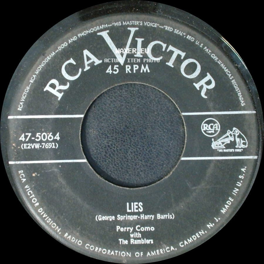 Perry Como With The Ramblers - Don't Let The Stars Get In Your Eyes / Lies side B
