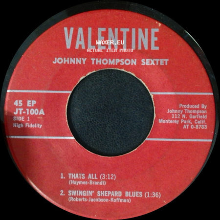 Johnny Thompson Sextet - Unknown Title A / Unknown Title B side A