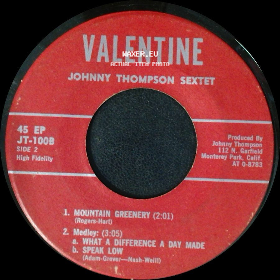 Johnny Thompson Sextet - Unknown Title A / Unknown Title B side B