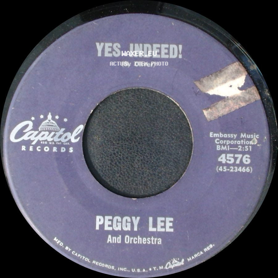 Peggy Lee And Orchestra / Peggy Lee - Yes Indeed! / Boston Beans side A