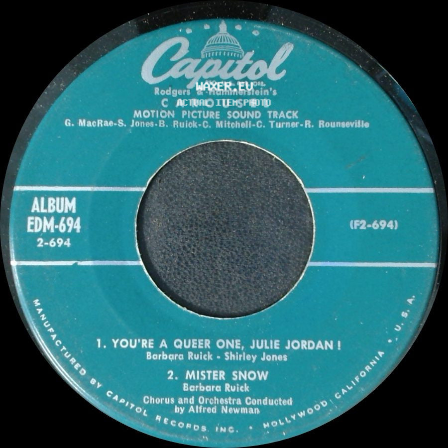 Rodgers & Hammerstein's Carousel - You're A Queer One, Julie Jordan! / Mister Snow / Unknown Title B side A