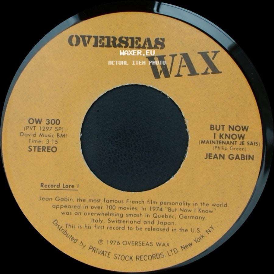 Jean Gabin - But Now I Know (Maintenant Je Sais) / Maintenant Je Sais (But Now I Know) side A