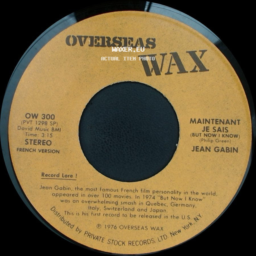 Jean Gabin - But Now I Know (Maintenant Je Sais) / Maintenant Je Sais (But Now I Know) side B