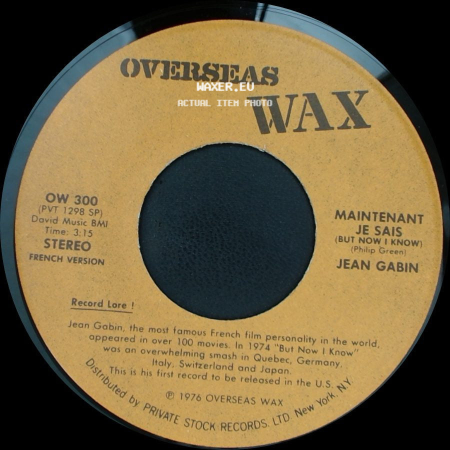 Jean Gabin - But Now I Know / Maintenant Je Sais (But Now I Know) side B