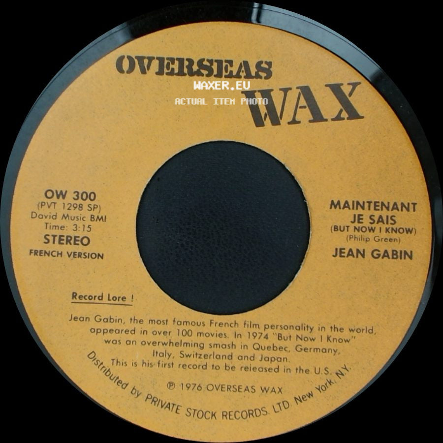 Jean Gabin - Maintenant Je Sais (But Now I Know) / But Now I Know (Maintenant Je Sais) side A