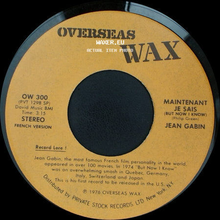 Jean Gabin - Maintenant Je Sais (But Now I Know) / But Now I Know (Maintenant Je Sais) side A