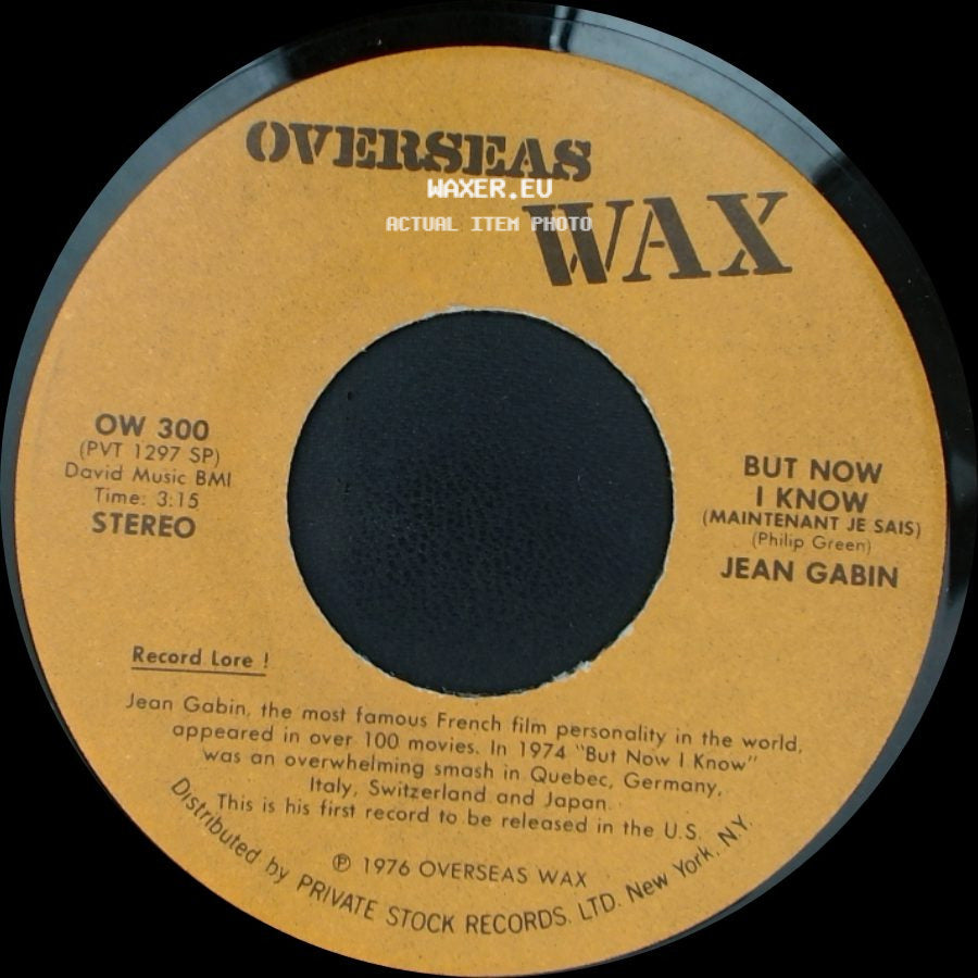 Jean Gabin - Maintenant Je Sais (But Now I Know) / But Now I Know (Maintenant Je Sais) side B