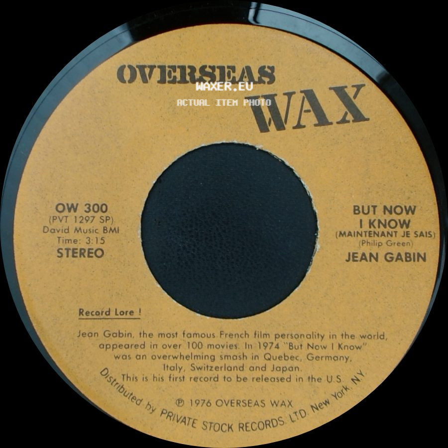 Jean Gabin - Maintenant Je Sais (But Now I Know) / But Now I Know (Maintenant Je Sais) side B