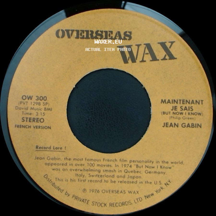 Jean Gabin - Maintenant Je Sais (But Now I Know) / But Now I Know (Maintenant Je Sais) side A