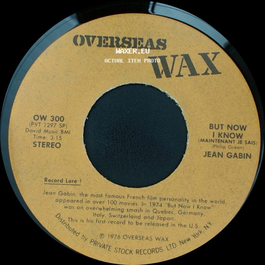 Jean Gabin - Maintenant Je Sais (But Now I Know) / But Now I Know (Maintenant Je Sais) side B