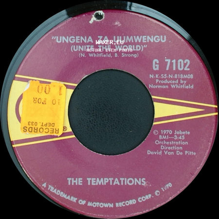 The Temptations - Ungena Za Ulimwengu (Unite The World) / Hum Along And Dance side A