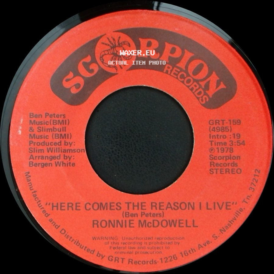 Ronnie Mcdowell - 'travelin', Wanderin' Man' / Here Comes The Reason I Live side B